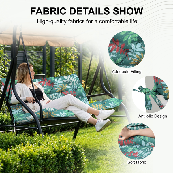 Outdoor Swing Cushions 70 Inch Waterproof 4-Inch Thick Seat Replacement with Backrest & Ties