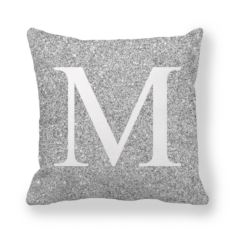 Gray Shading Encrypted English Letters Pillow Cover 45x45cm Fabric Home Decor