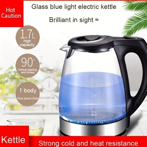 Electric Kettle 1.7L Glass Tea & Hot Water Boiler 1200W with Stainless Steel Filter