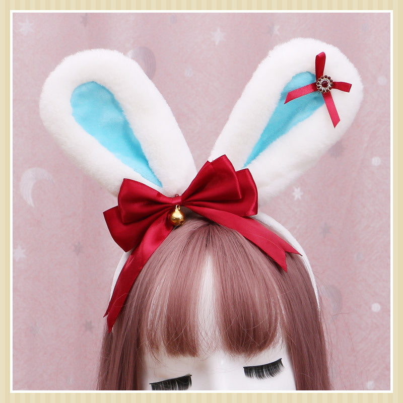 Animal Ears Headband with Bowknot Plush Rabbit Design for Cosplay & Fashion