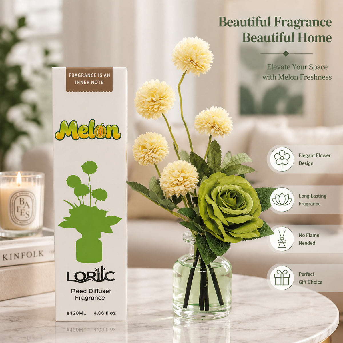 Gardenia Aromatherapy Essential Oil 120ml - Long-lasting Indoor Fragrance