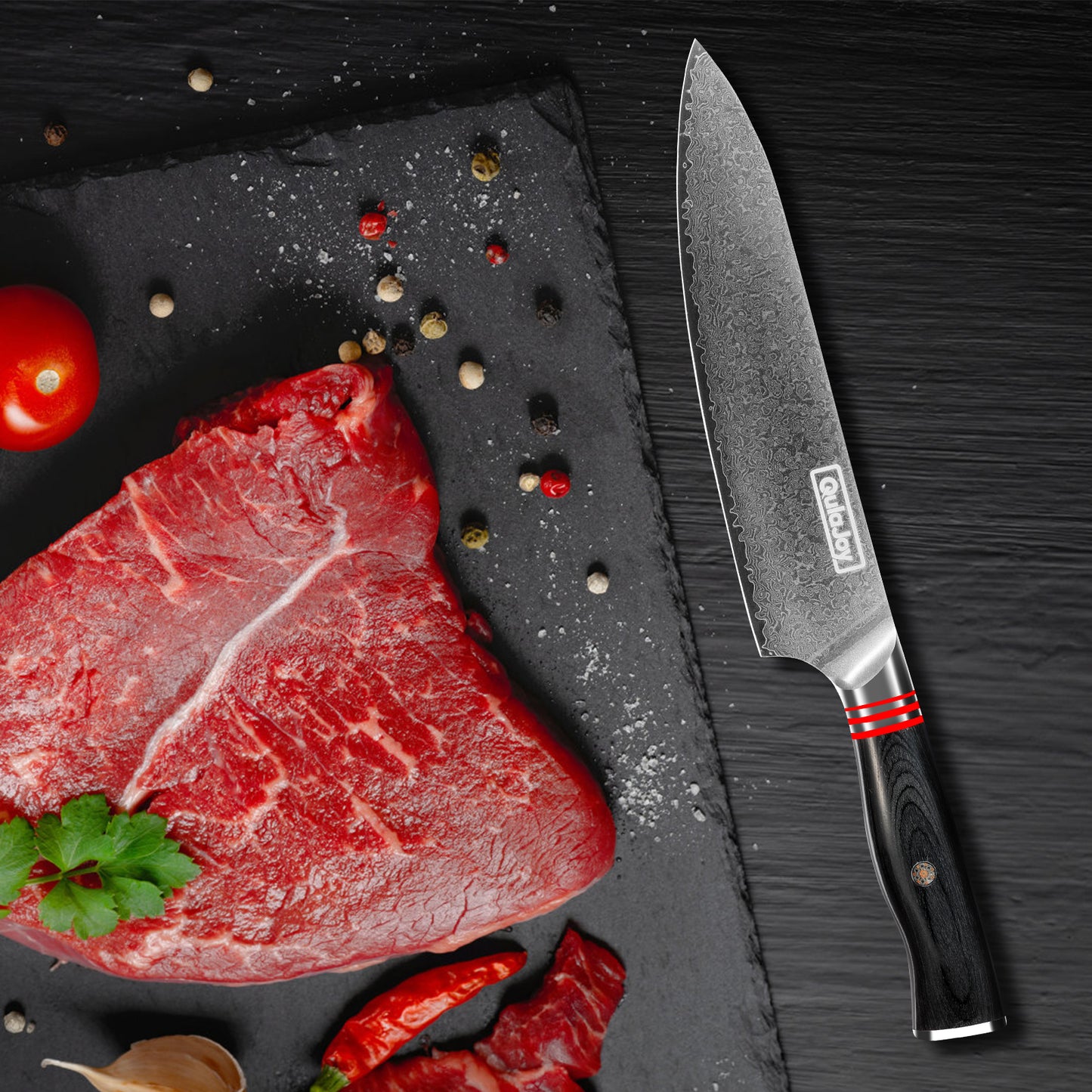 VG10 Chef Knife - 67-Layer Japanese Damascus Steel, 8 Inch Kitchen Knife with Ergonomic Handle