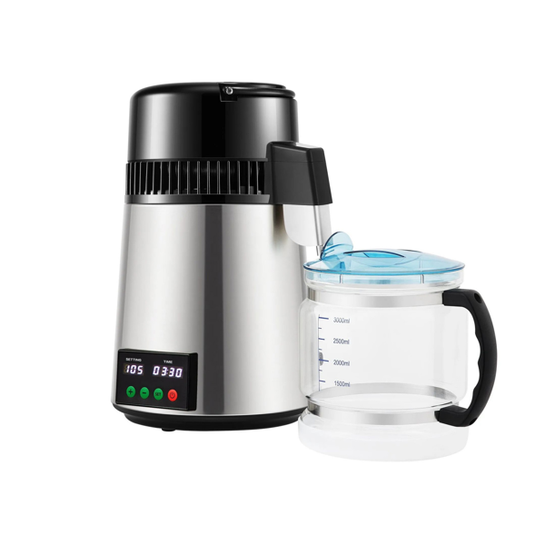 Countertop Water Distiller 750W with Timer, Glass Carafe & Cleaning Kit