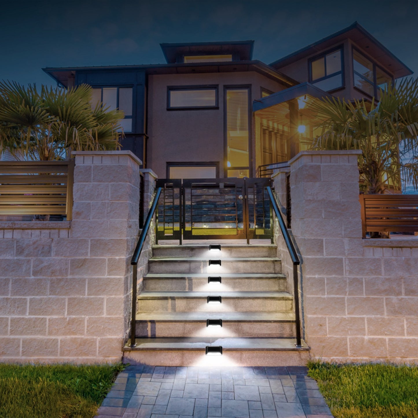 4 Pack Solar LED Step Lights Outdoor Water-Resistant Fence & Path Lights