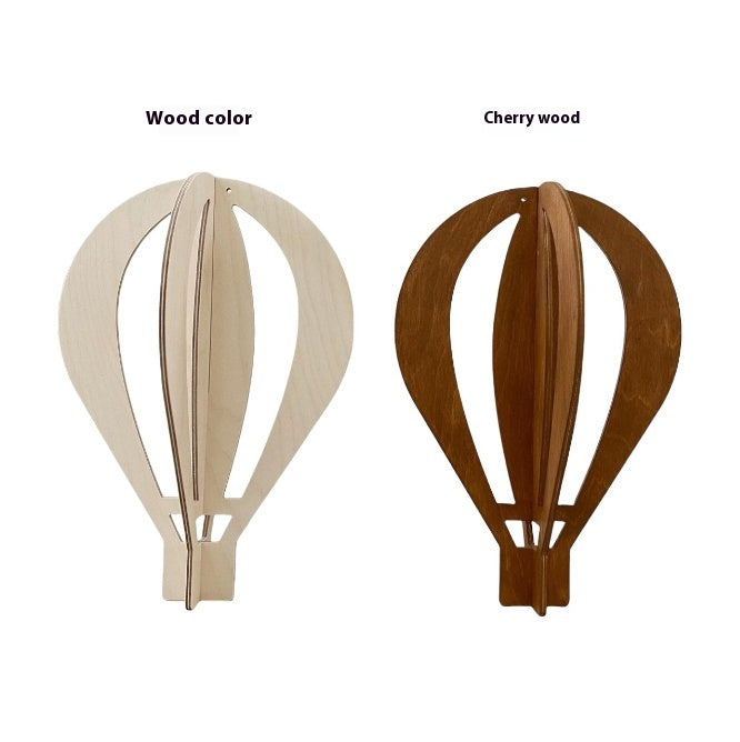Children's Wooden Hot Air Balloon Ornaments for Kids Room Decor - 39x27cm