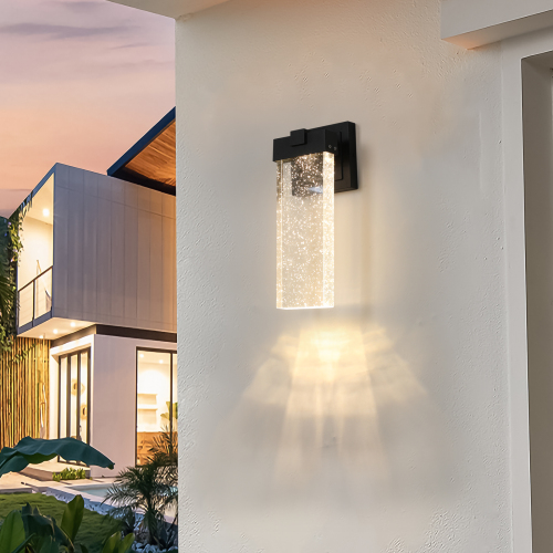 Outdoor Waterproof LED Crystal Wall Light 2 Pack Supports Multiple Bulbs - Black