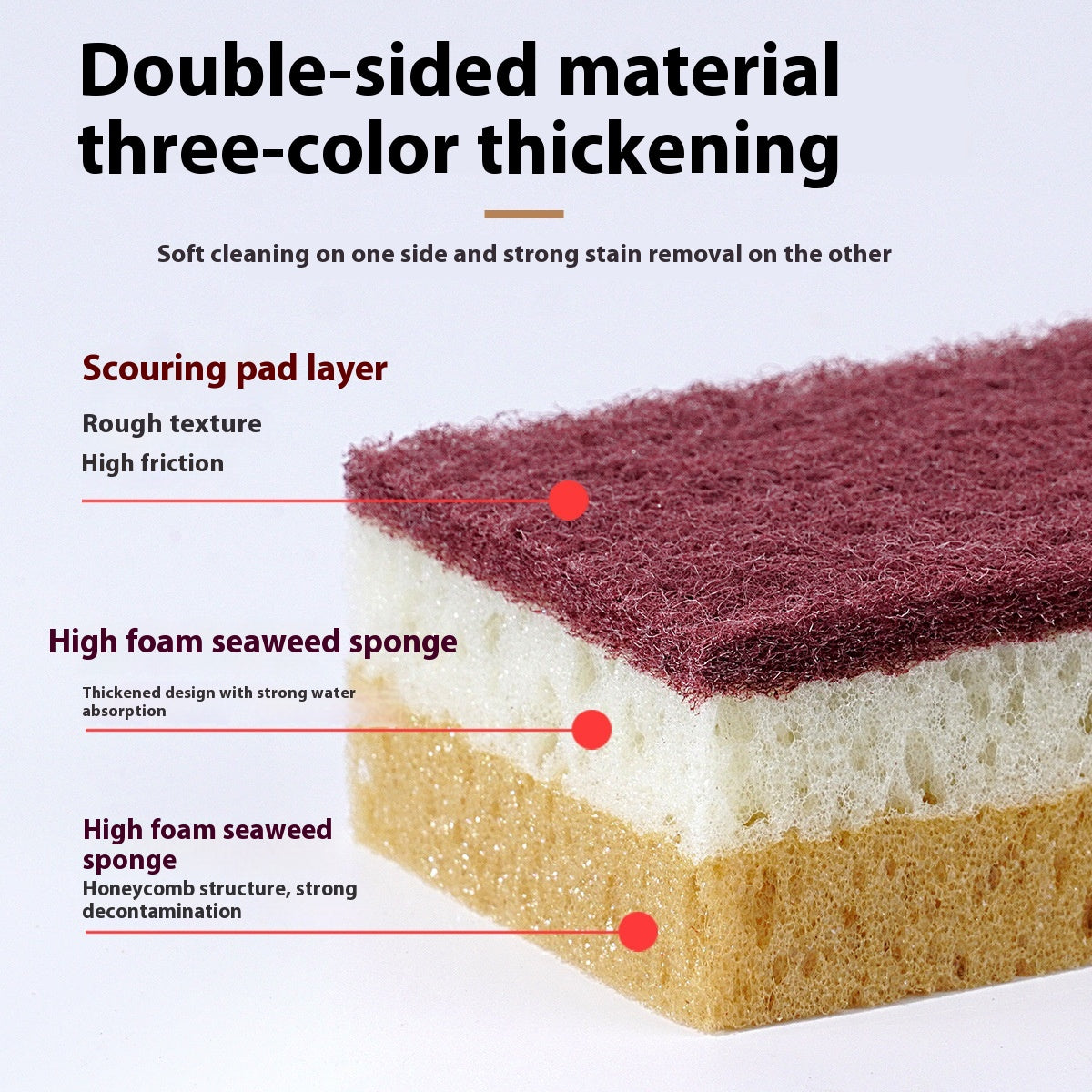 Multi-Color Foam Sponge Mop Brush Set for Kitchen Cleaning - 3/5/10 Pieces