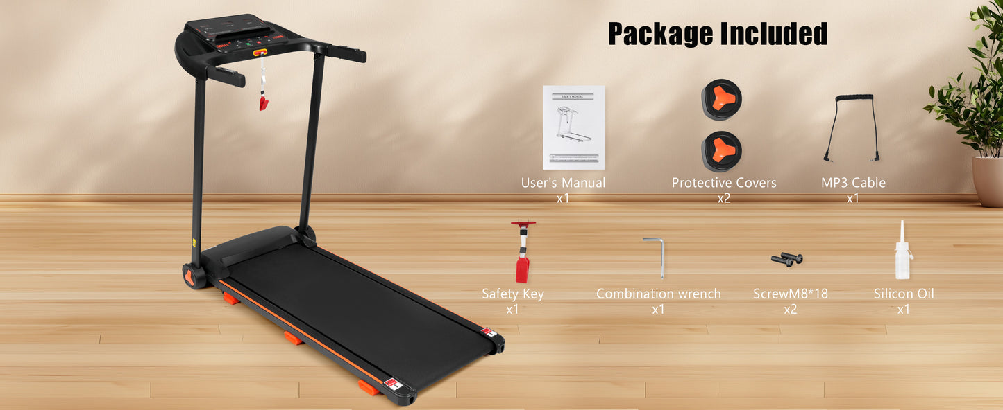 2.5HP Folding Treadmill with Heart Rate Sensor - Black