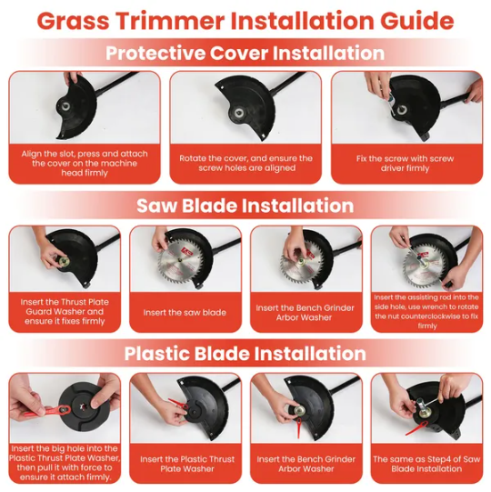 3-in-1 Cordless Garden Pole Saw Mini Chainsaw & Grass Trimmer Kit, Adjustable Length