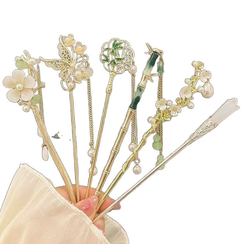 Vintage Floral Tassel Hairpin Set - Elegant Versatile Hair Accessories