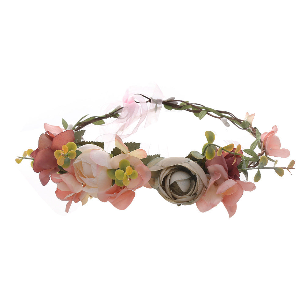 Bride's Seaside & Forest Style Flower Headdress Wreath - Fabric Hairband