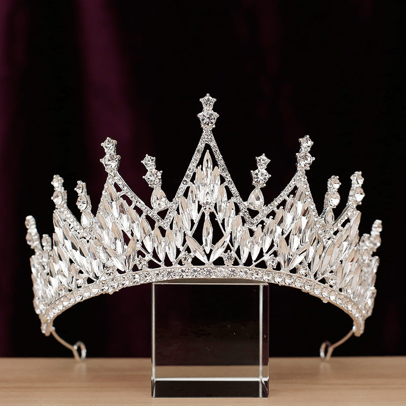 Silver Crown Rhinestone Headband - Women's Baroque Tiara