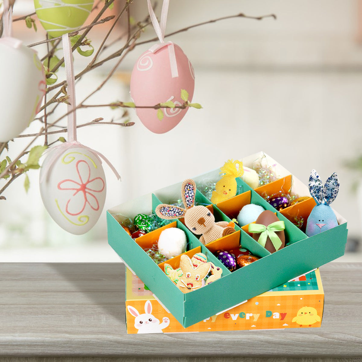 15-Piece Spring Theme Party Favor Boxes - Bunny & Carrot Design