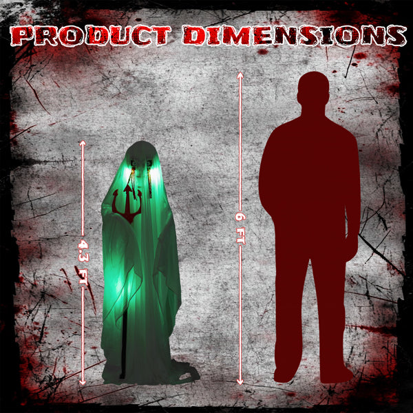 4.3ft Sound-Activated Halloween Ghost Animatronic with Trident