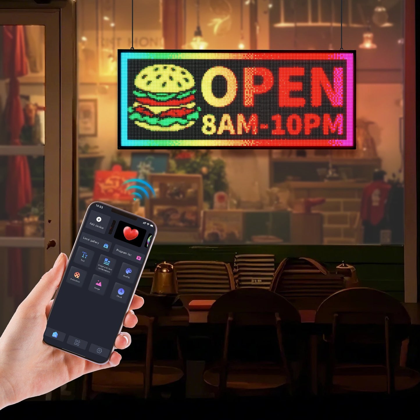 Programmable LED Sign - 40x18 Inch Digital Scrolling Display