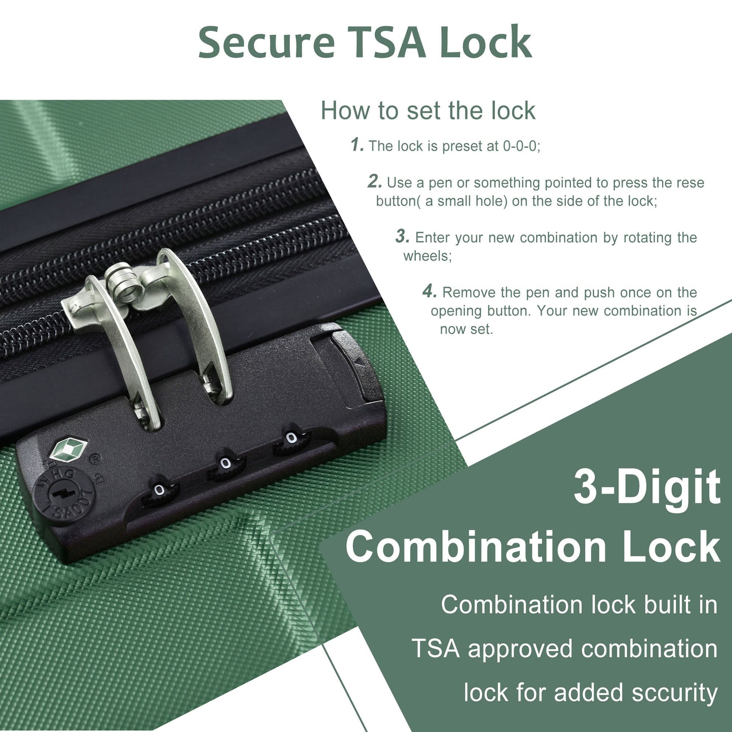 28-Inch Expandable Hardshell Luggage - Lightweight Green Suitcase