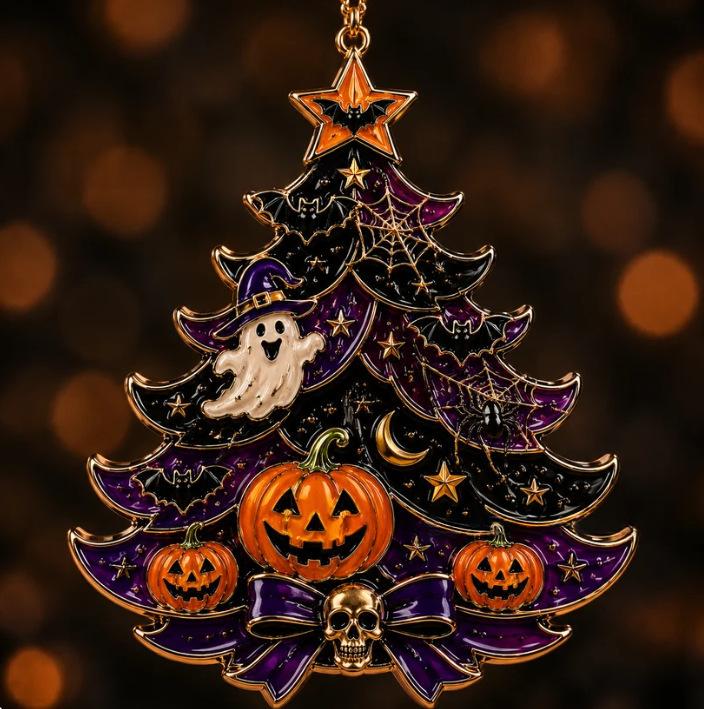Halloween Christmas Tree Acrylic Decorations Set - Festive Holiday Ornaments