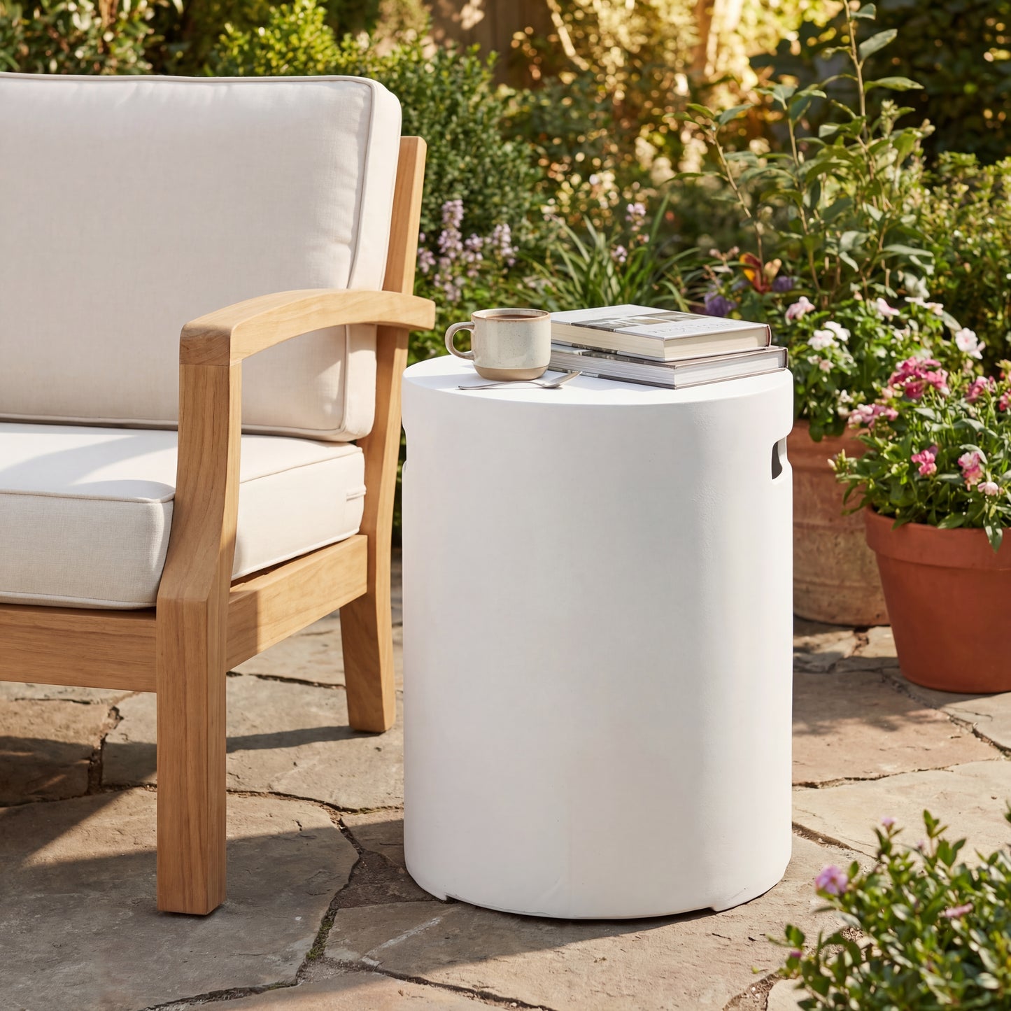 16x20 Inch MGO Tank Holder Side Table, White