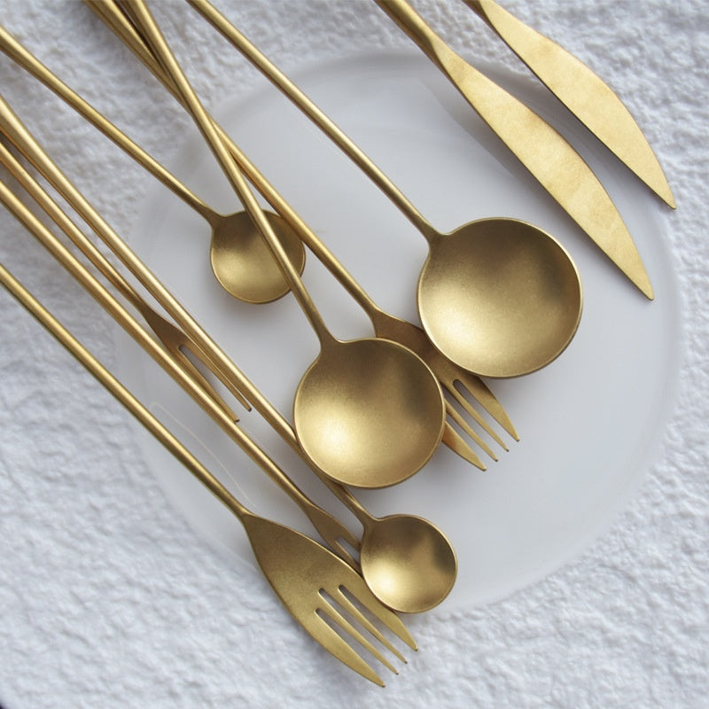 Stainless Steel Stir Knife Fork Spoon Set - Japanese-Style Distressed Kitchen Utensils