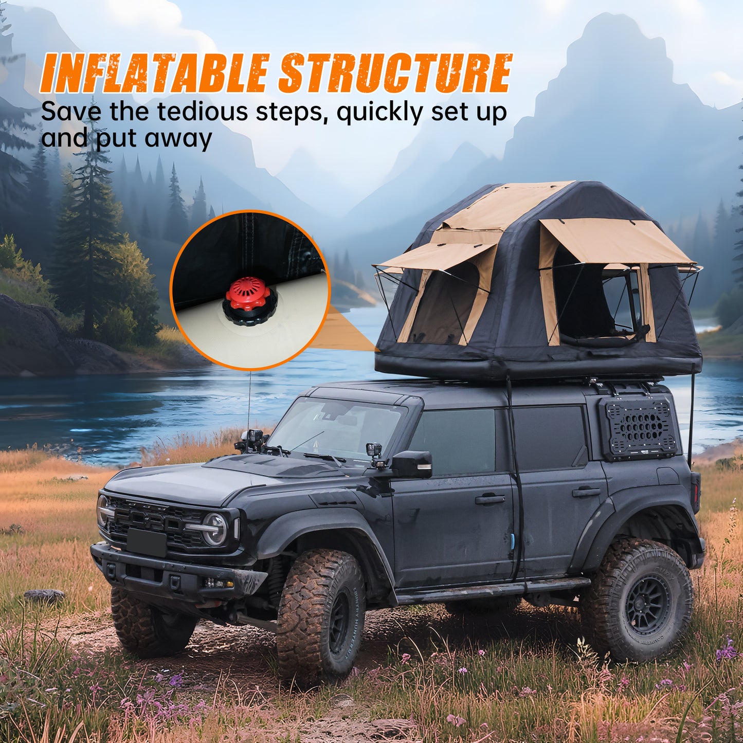 Amphibious Inflatable Car Roof Tent - Quick Setup & Versatile