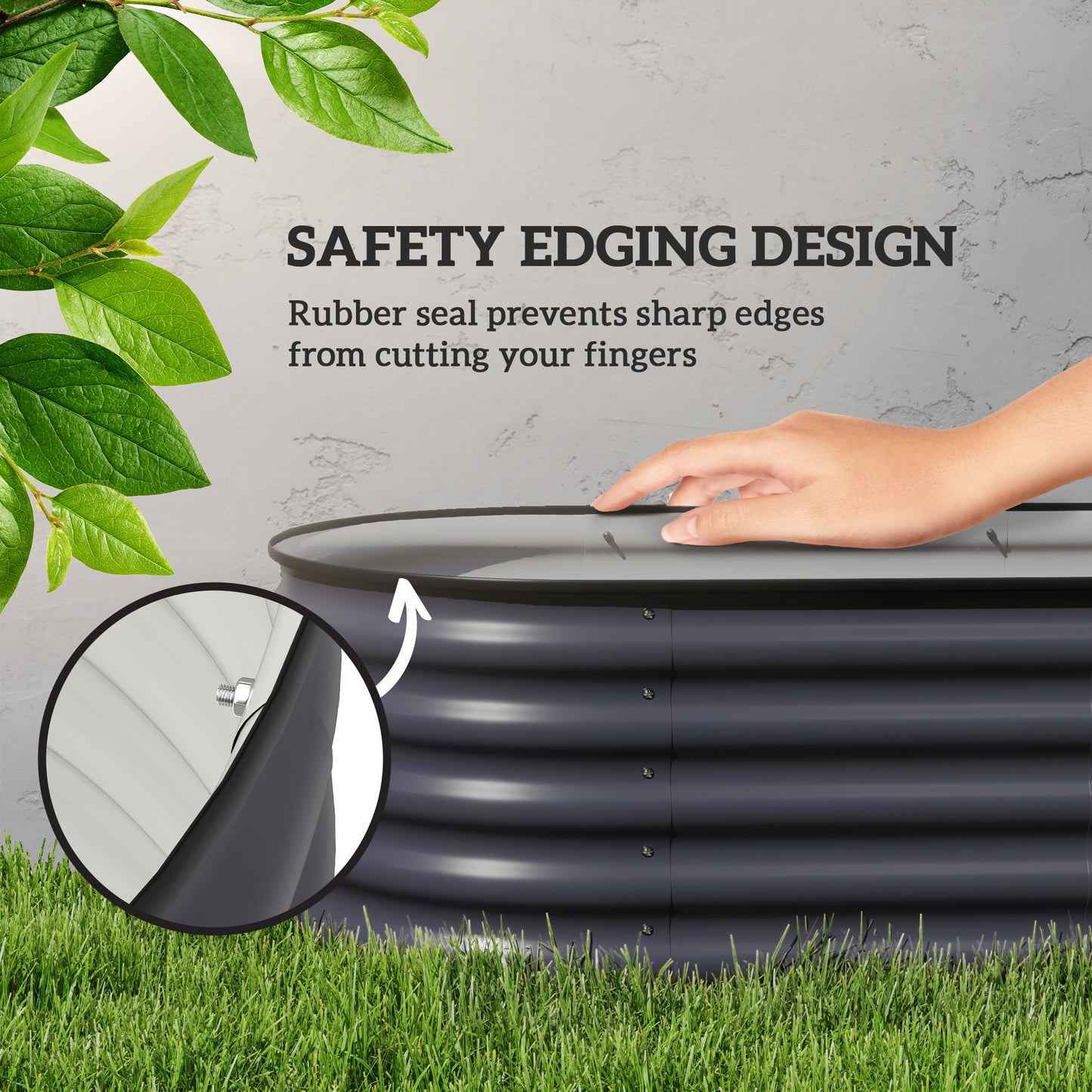 Galvanized Raised Garden Bed Kit - Dark Gray Metal Planter Box, 94.5 x 23.5 inches