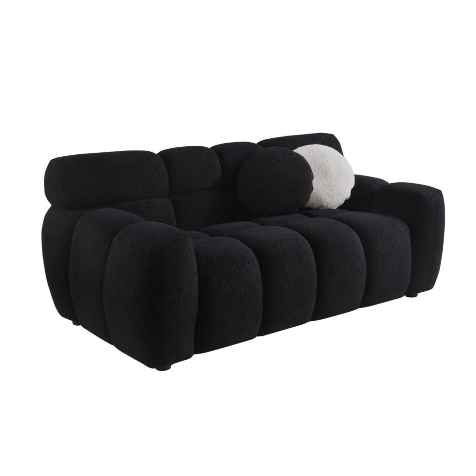 Beige Boucle 2-Seater Sofa - Medium-Soft Seating