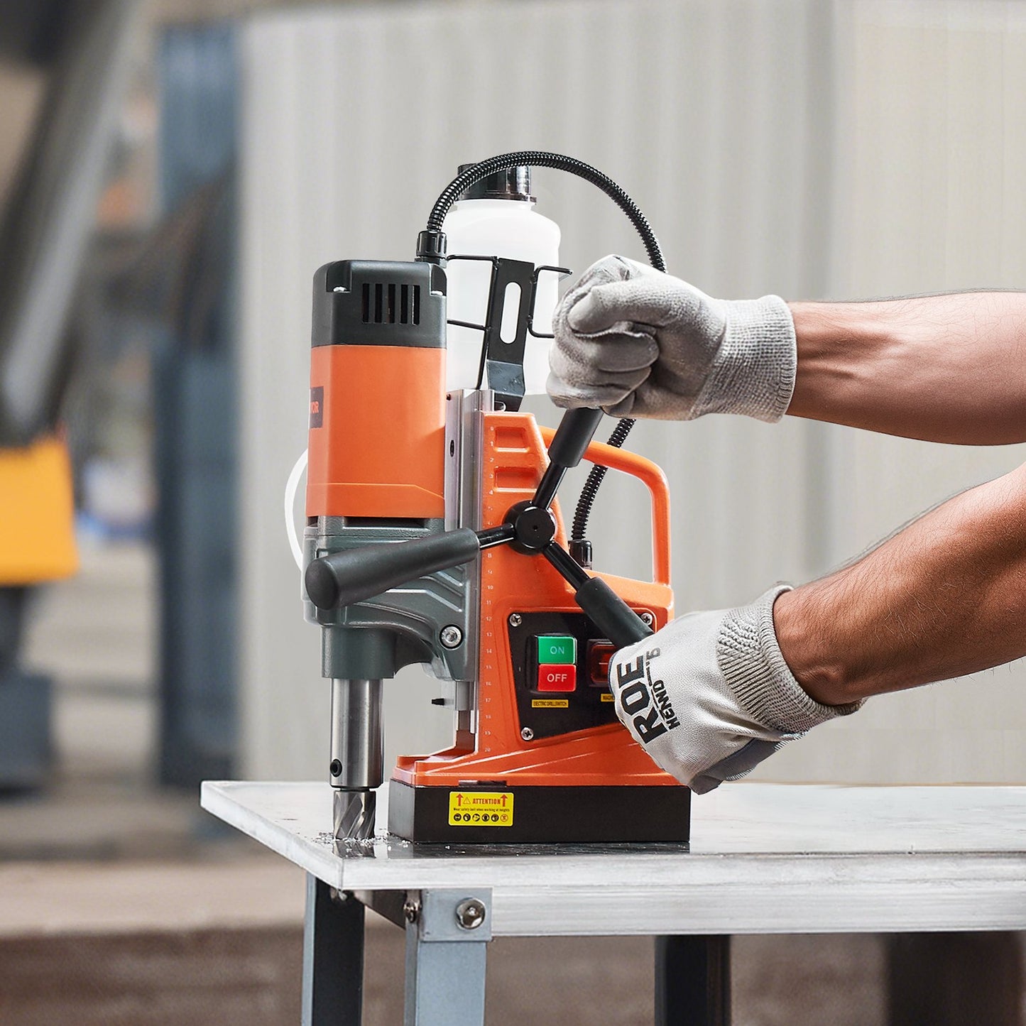 Portable Magnetic Drill 1300W 810 RPM Heavy Duty Power Tool Orange