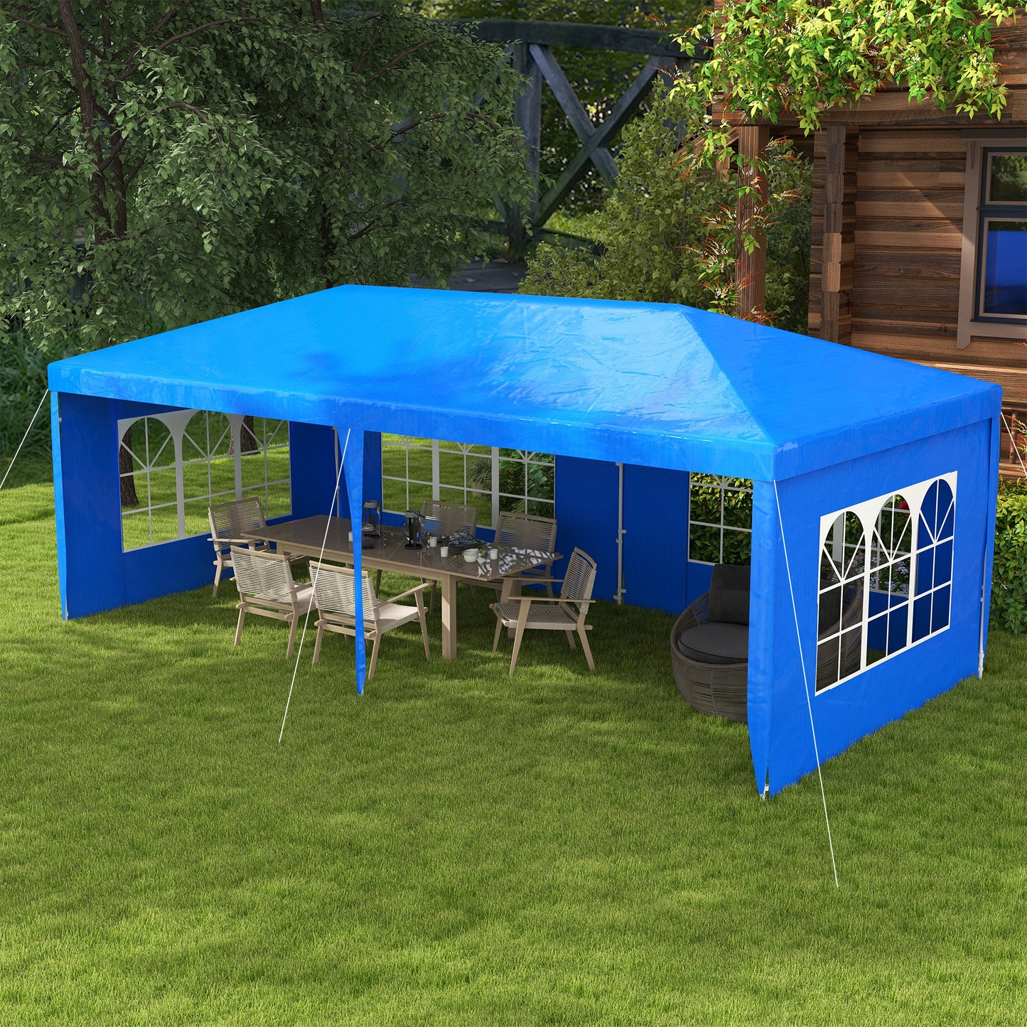 Large Outdoor Party Tent with 4 Removable Sidewalls - Blue