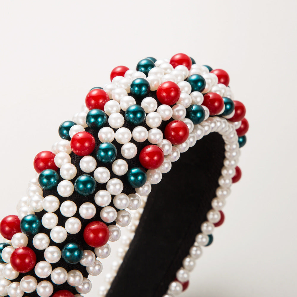 Colorful Pearl Hairband for Women - Fashion Hair Accessories with Sponge Design