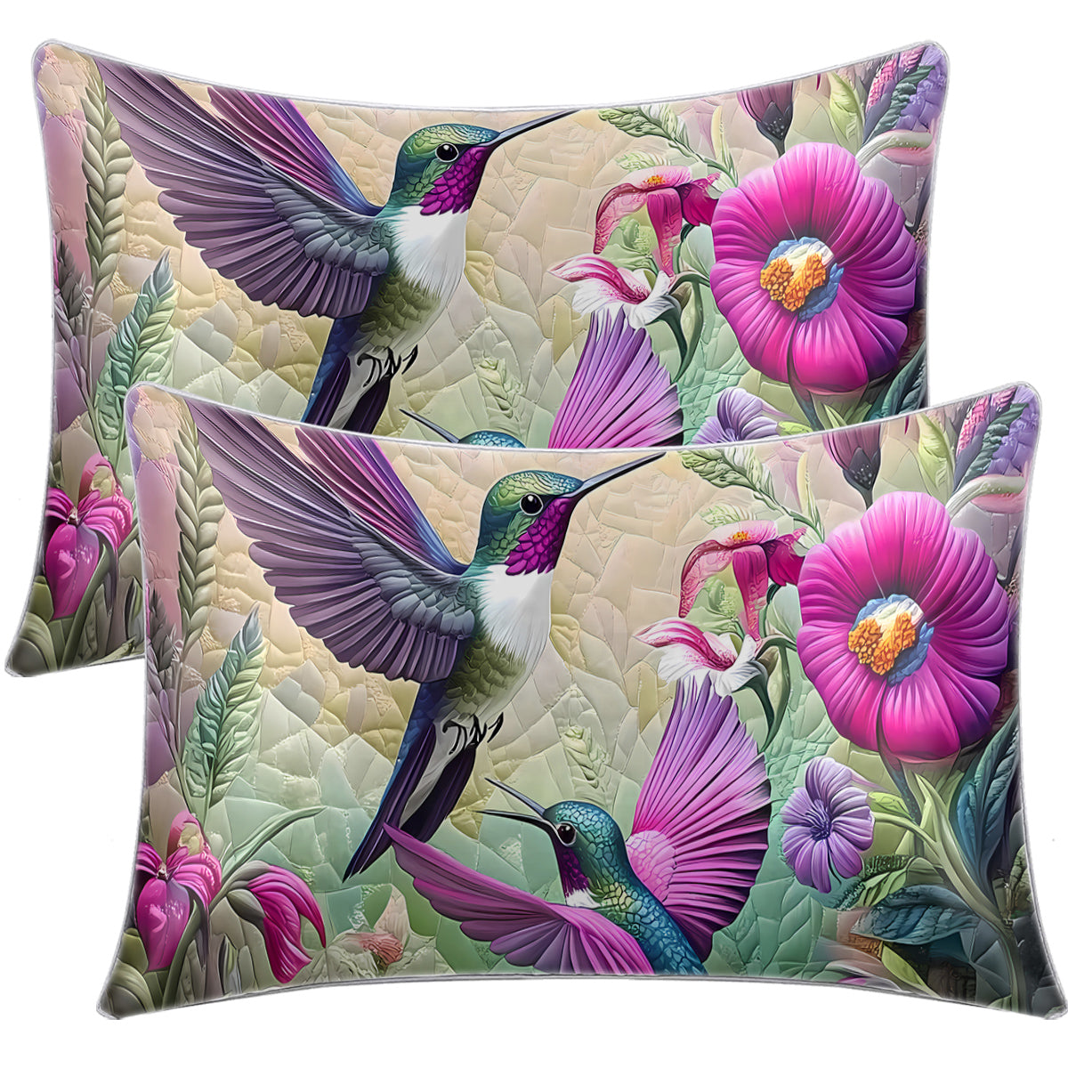 Tropical Hummingbird Satin Pillowcases - Soft & Skin-Friendly