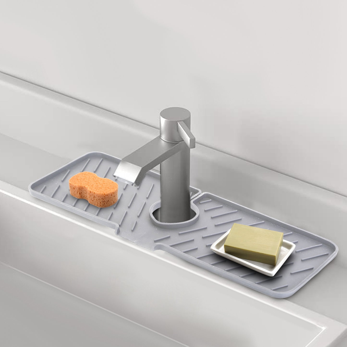Silicone Faucet Mat - Kitchen Sink Splash Guard & Drip Catcher