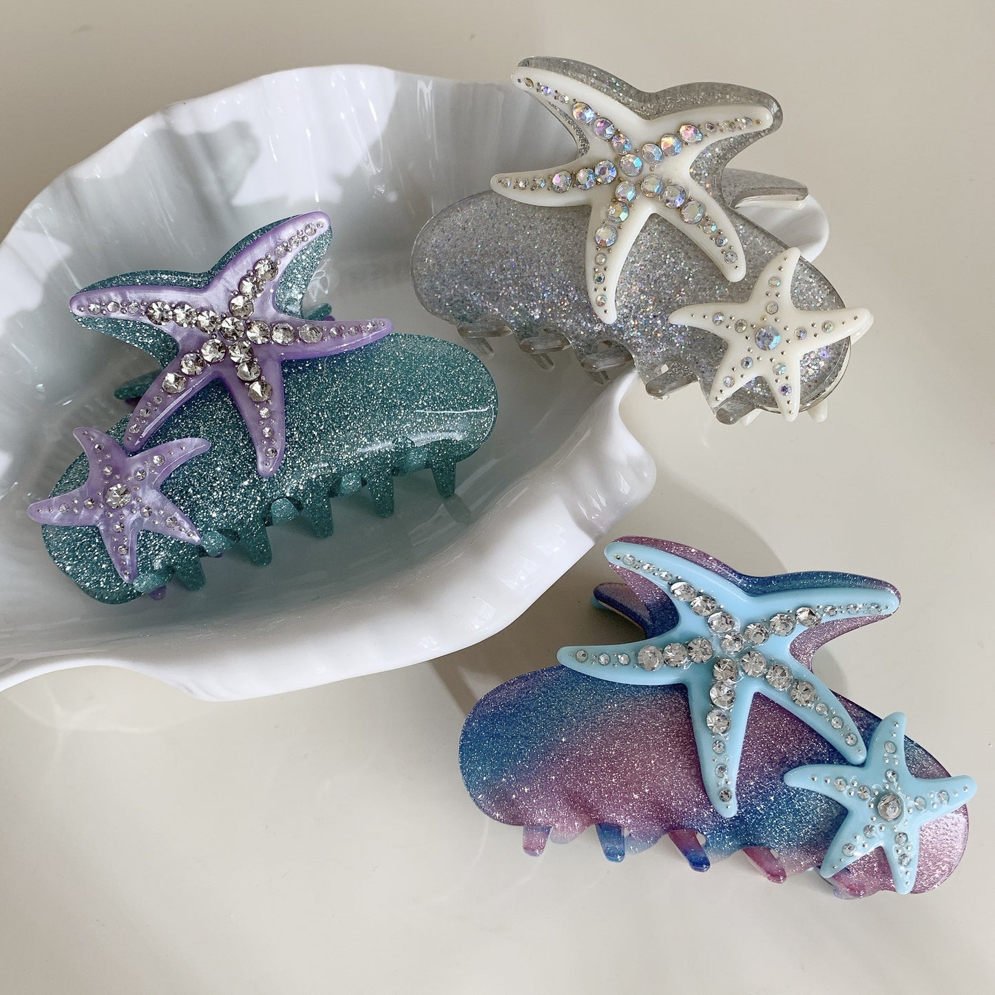 Korean Style Large Hair Clip with Diamond Accent - Multiple Colors