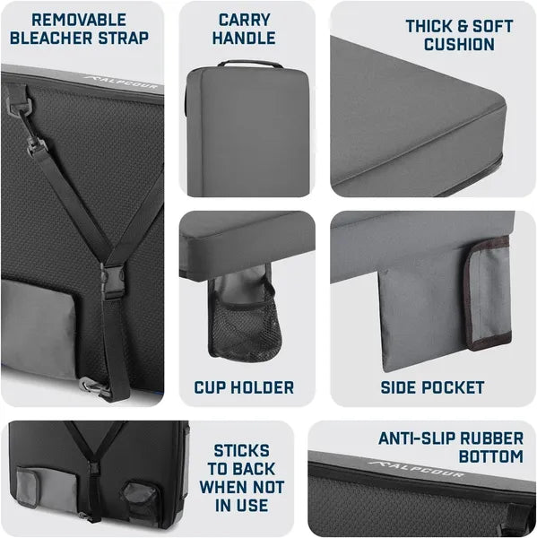 Portable Extra Thick Stadium Seat Cushion - 21x15 Inch Grey