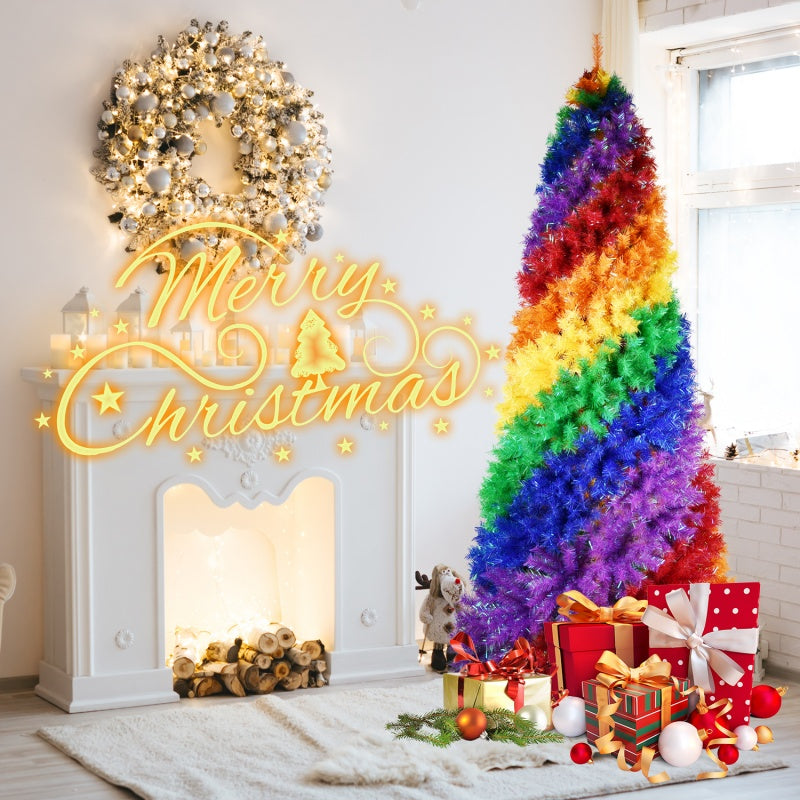 Artificial Colorful Rainbow Christmas Tree - Multiple Heights