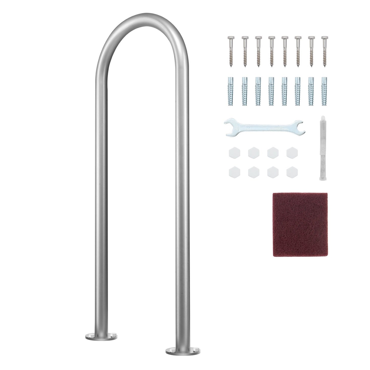 Aluminum Pool Handrail 36x13 Inch with Base Plate for Indoor Outdoor Pools