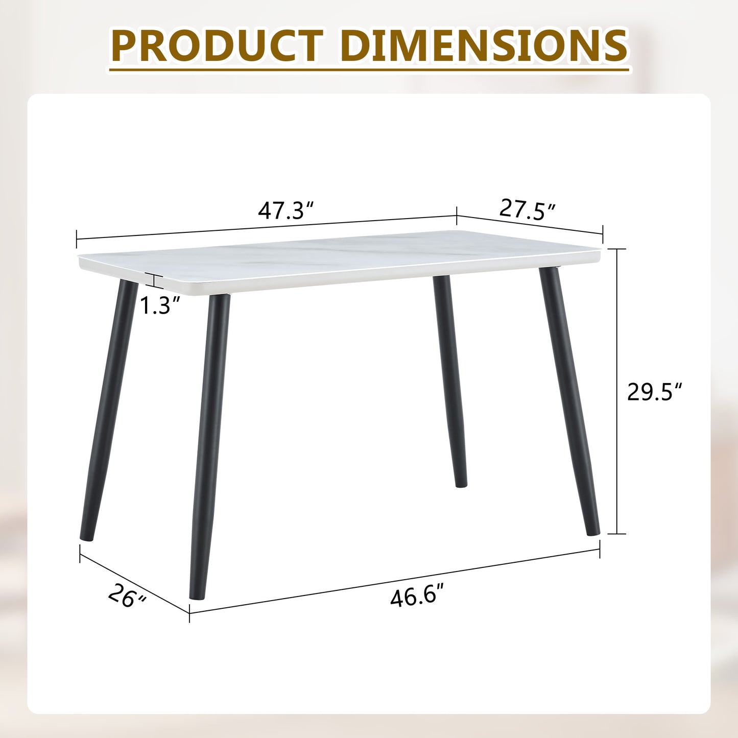 Modern Minimalist Rectangular Dining Table,suitable For 4-6