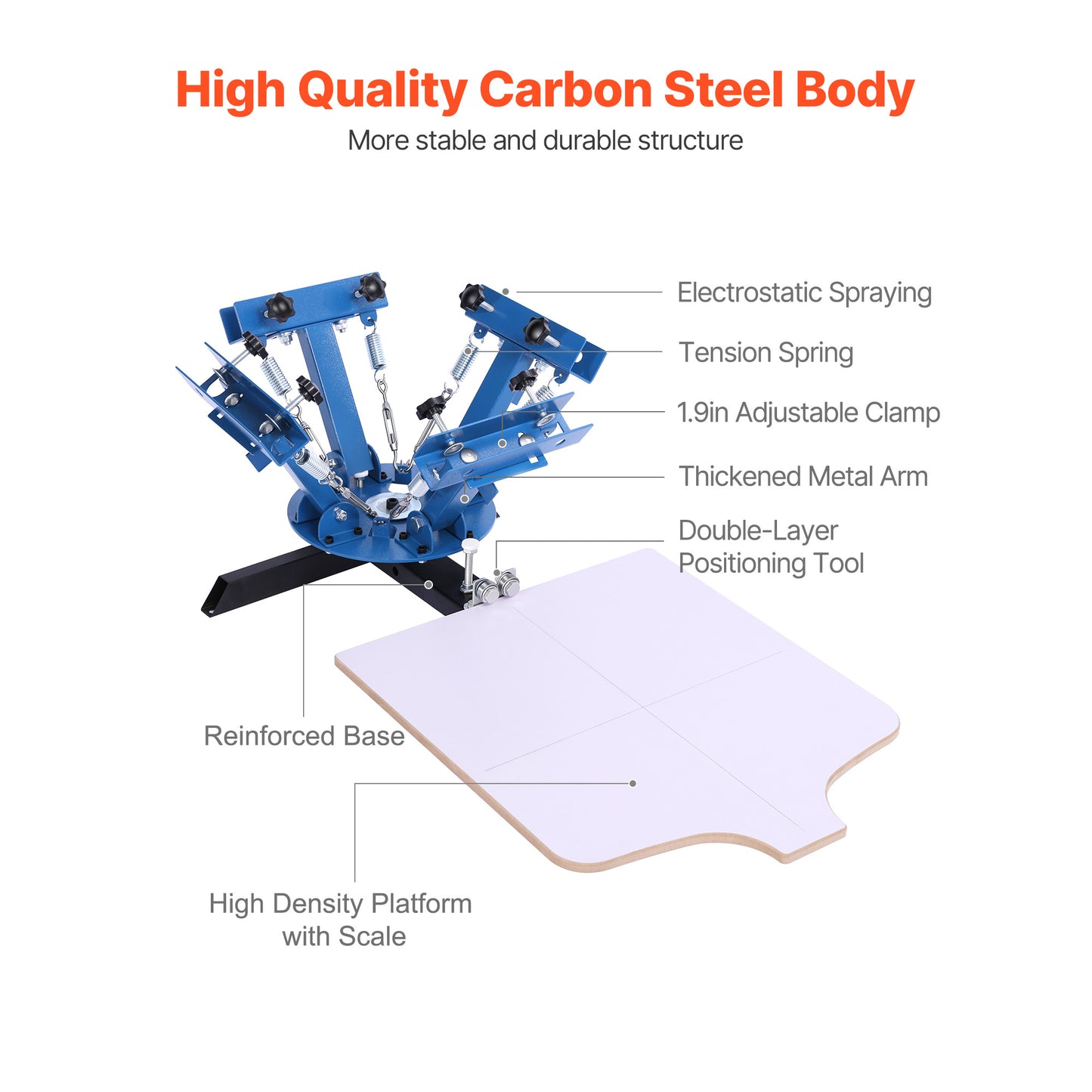 4-Color Screen Printing Machine 21.3x17.7 In Rotatable Press for DIY T-Shirts & Commercial Use