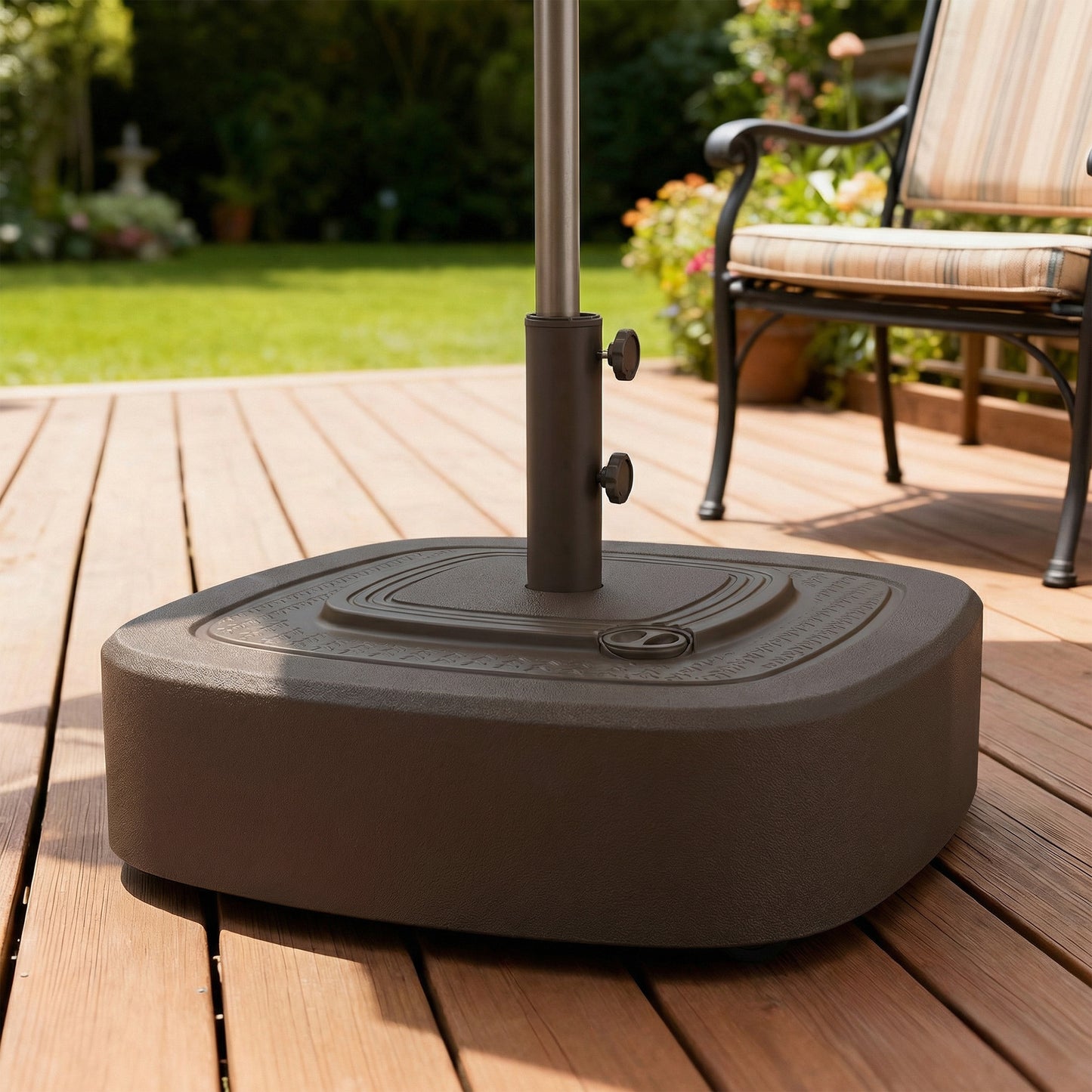Patio Umbrella Base with Wheels for 1.5" and 1.9" Poles - Brown