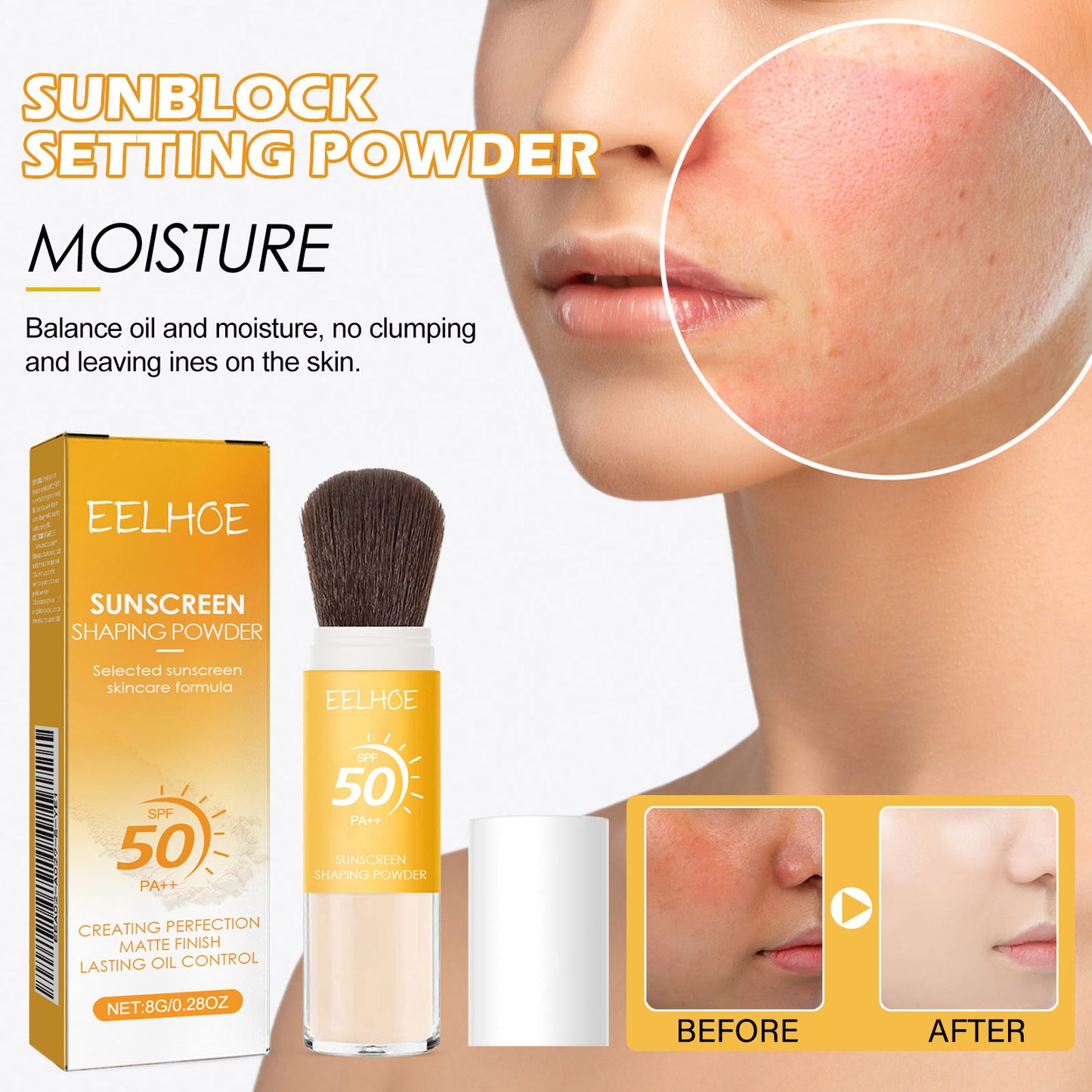 Facial Sunscreen Setting Powder - 8g Face Makeup Powder for Sun Protection