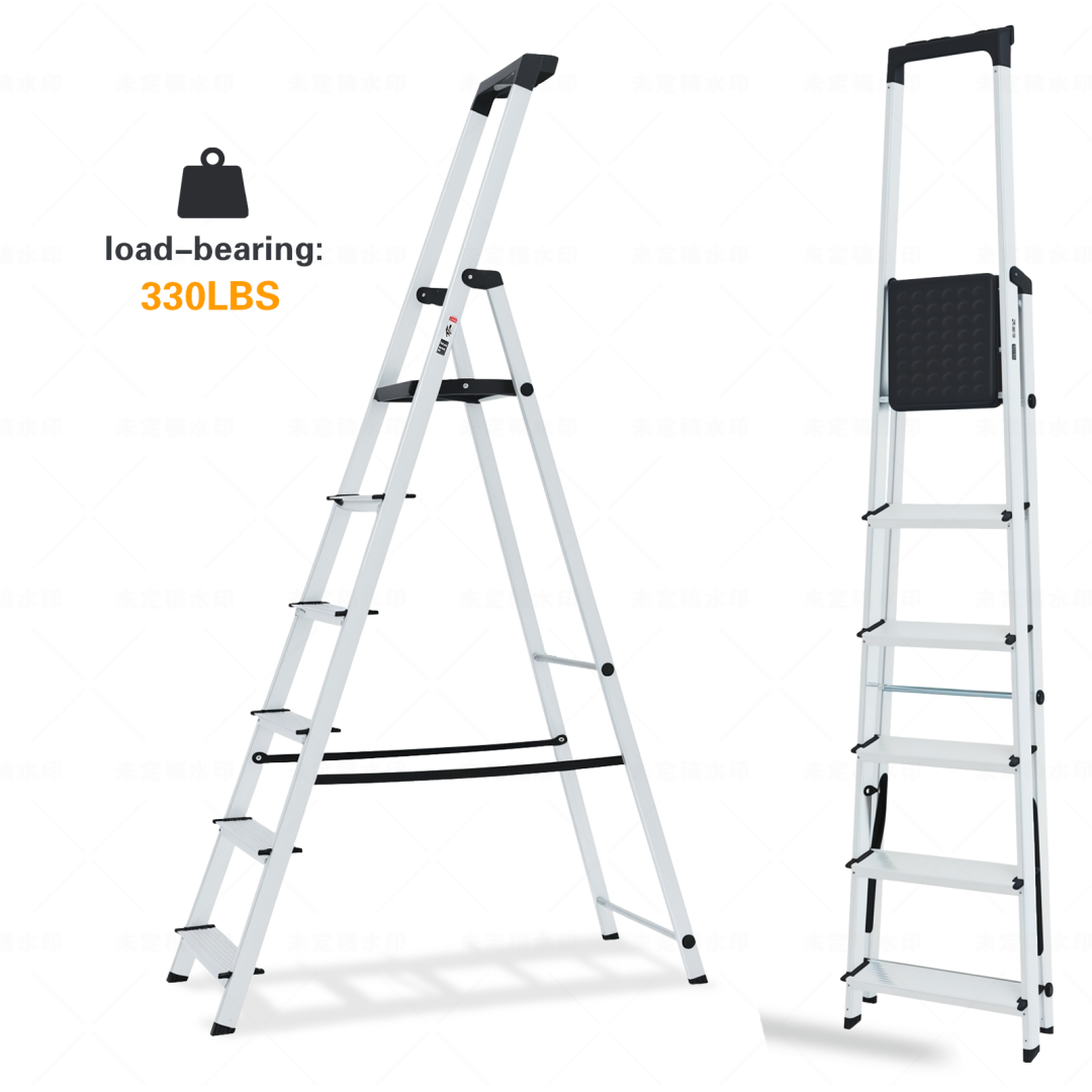 Folding Step Ladder with Handrail - 330 lb Capacity, Anti-Slip