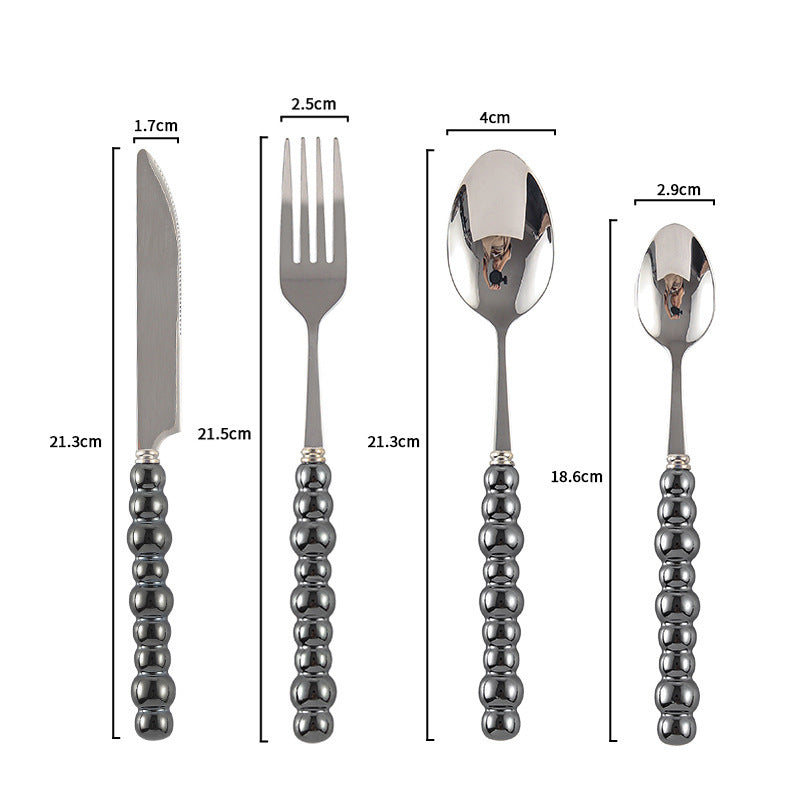 Ceramic Pearl Handle Cutlery Set - Spoon Fork Knife Household Dinnerware