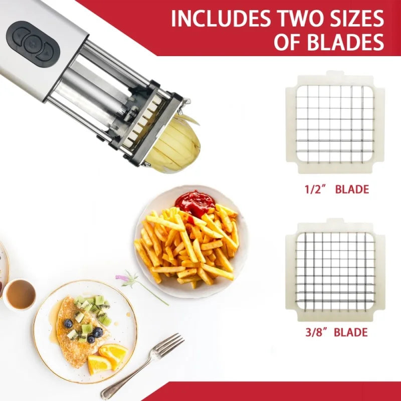 Electric French Fry Cutter with Stainless Steel Blades - Commercial & Household Food Slicer