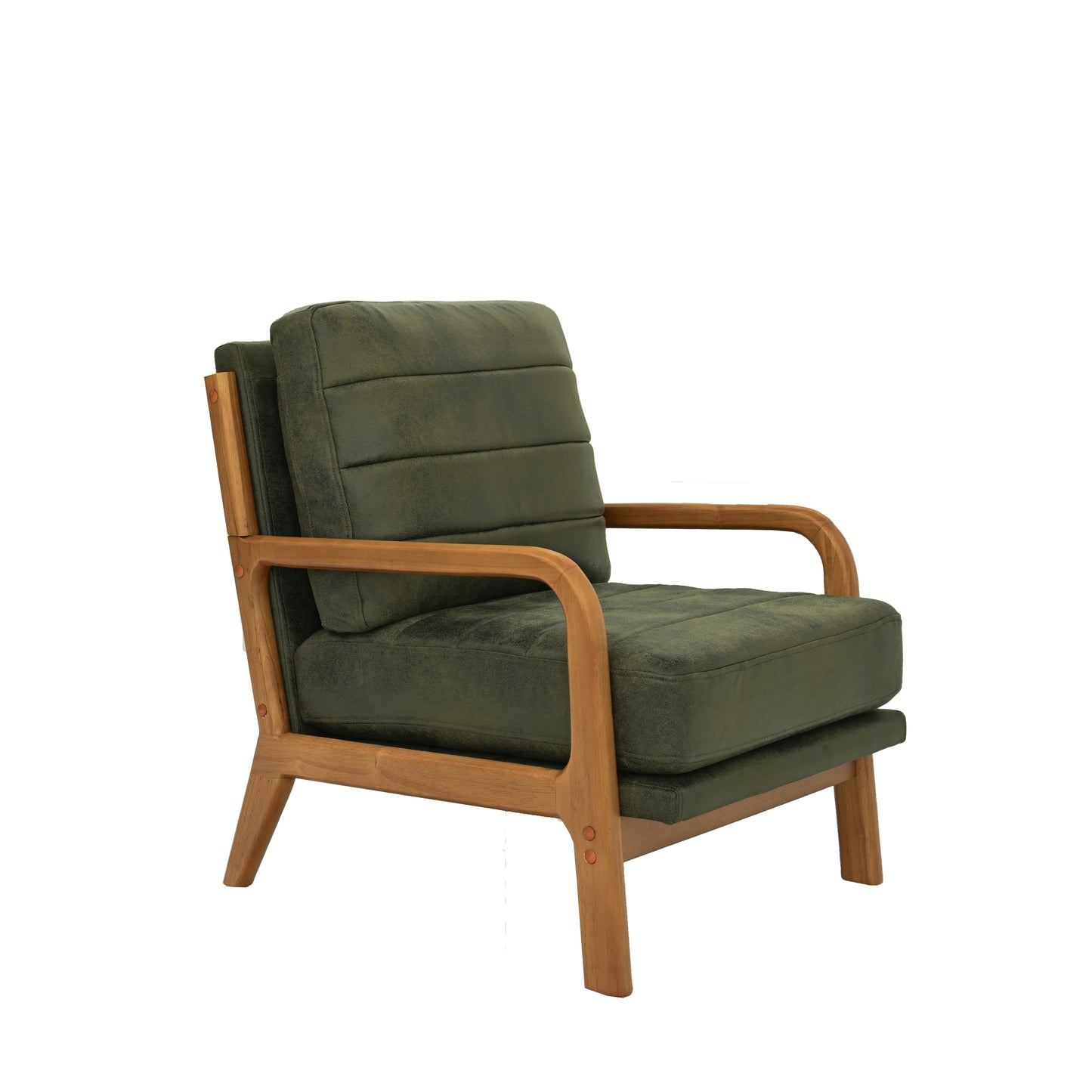 Mid-Century Modern Olive Green Fabric Armchair