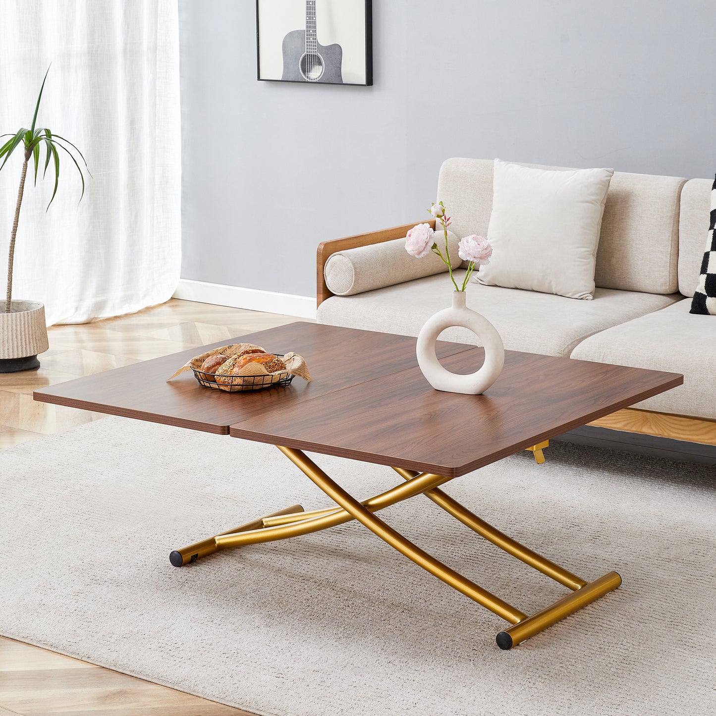 Modern Minimalist Multifunctional Lift Table With 0.8 Inch Thick MDF