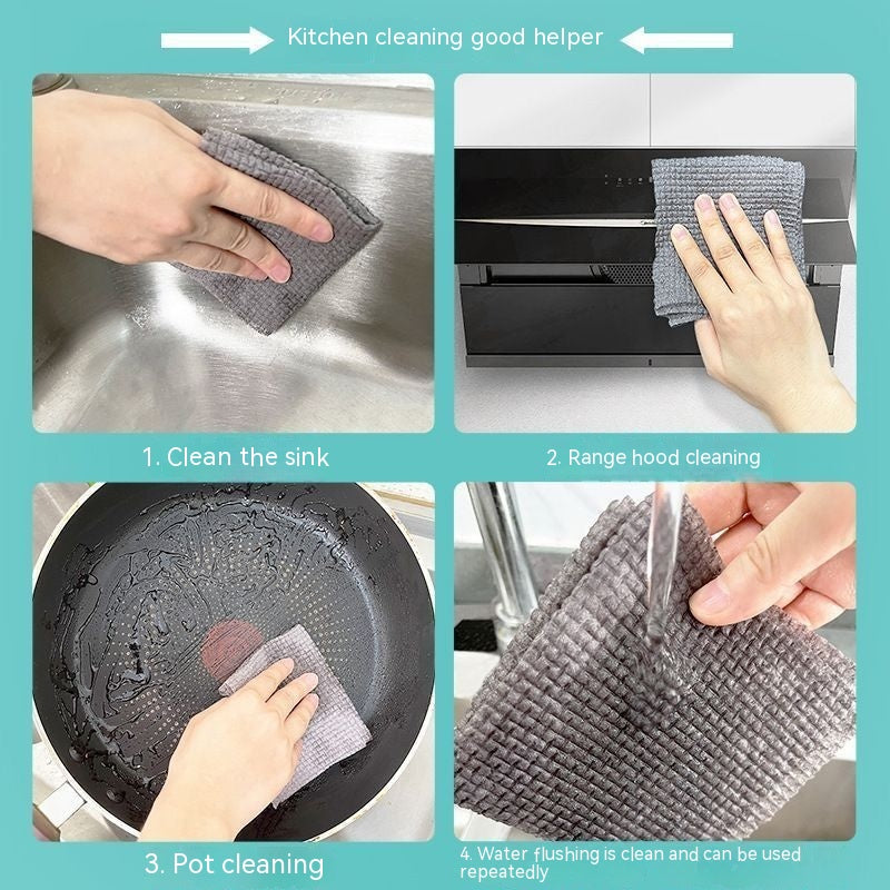 Lint-Free Dishwashing Brush Pot Scrubber - Reusable Kitchen Cleaning Rag