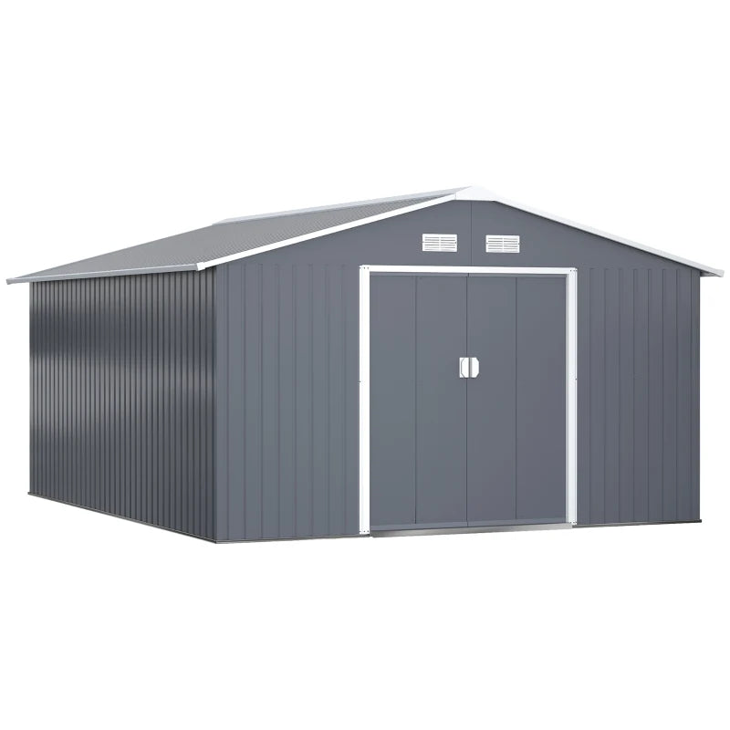 Spacious Garden Storage Shed - Dark Gray Metal Outdoor Shed