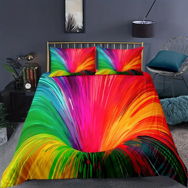 Digital Printing Down Quilt Cover Set Modern Comfort 3pcs Multiple Sizes