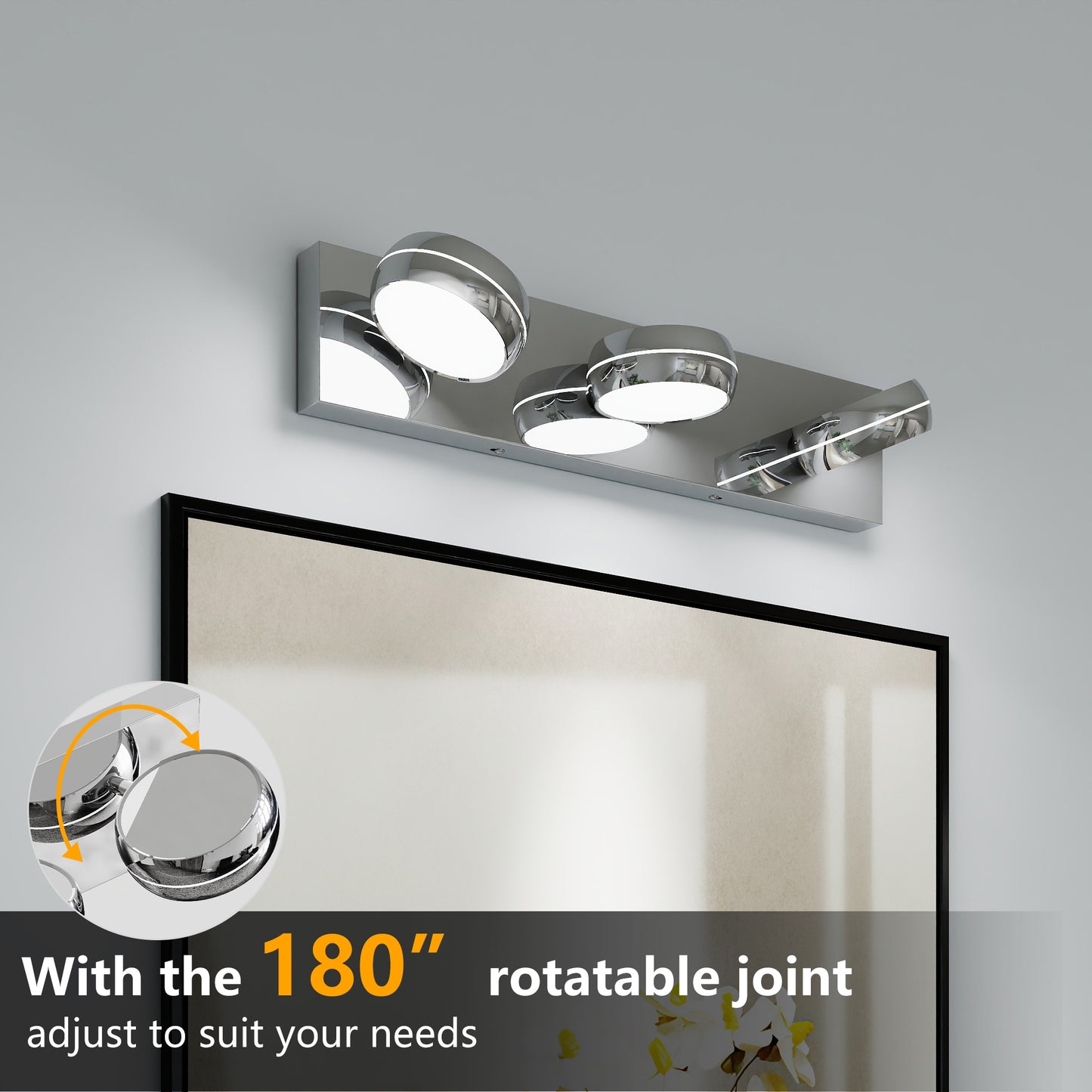 Modern LED Vanity Lights - 20in Chrome Bathroom Fixture