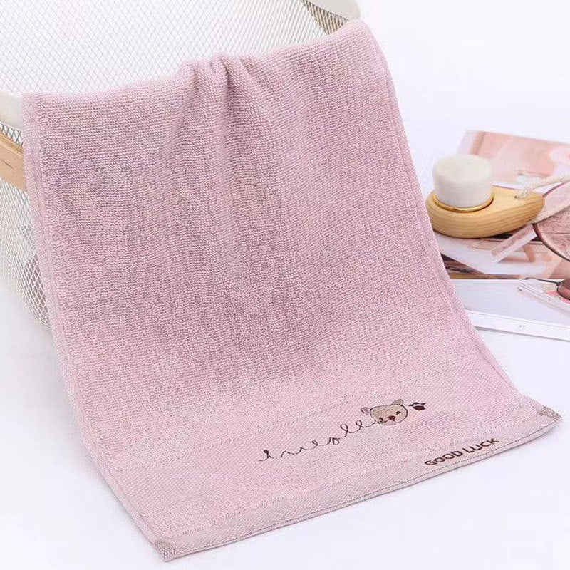 Cotton Embroidered Bear Head Towel - Kids Bathroom Hand Towel 25x50cm