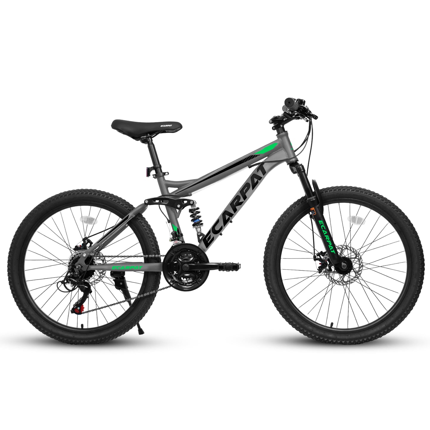 24 Inch Mountain Bike with Full Suspension & 21 Speed Shifter - Gray